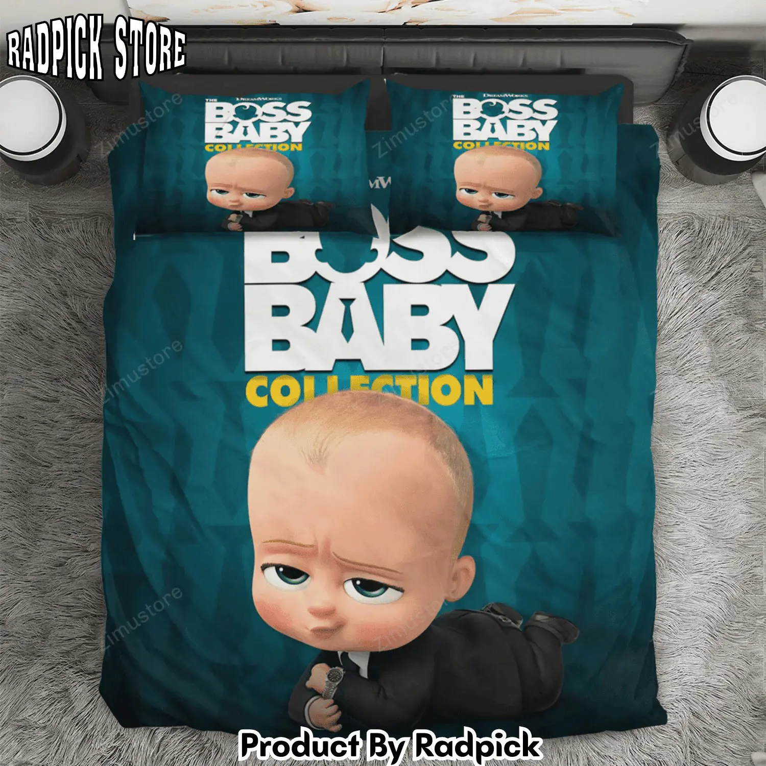 Radpick the boss baby poster 7 3pcs 3pcs bedding set duvet cover and pillow cases gift for fan rp3271344
